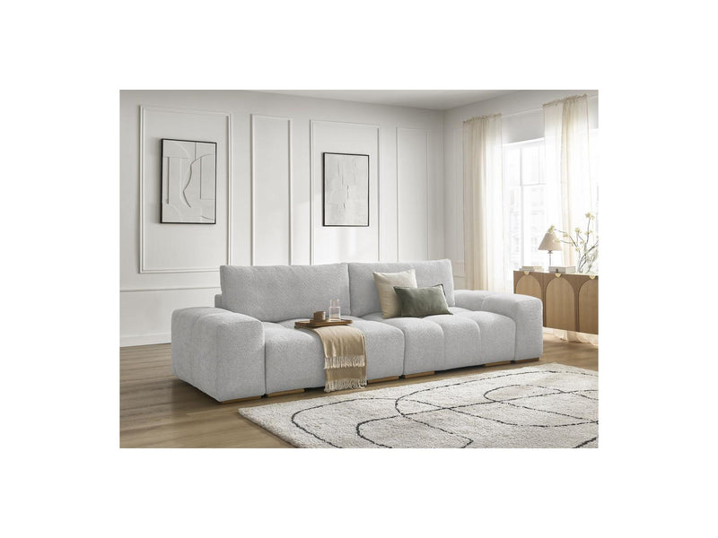 Canapé Droit Convertible Coffre - Anakin - Tissu Bouclette - 2 Coussins