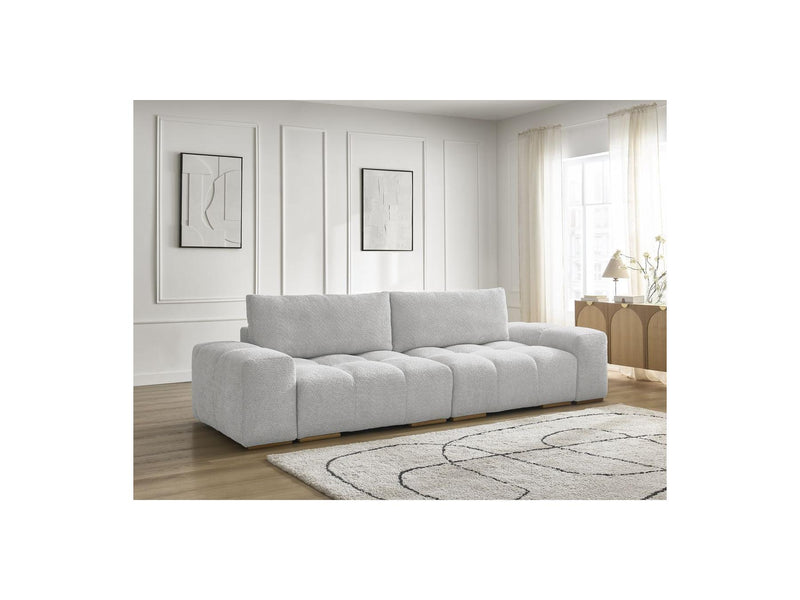 Canapé Droit Convertible Coffre - Anakin - Tissu Bouclette - 2 Coussins