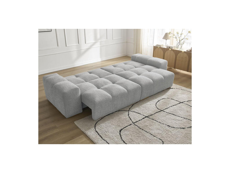 Canapé Droit Convertible Coffre - Anakin - Tissu Bouclette - 2 Coussins