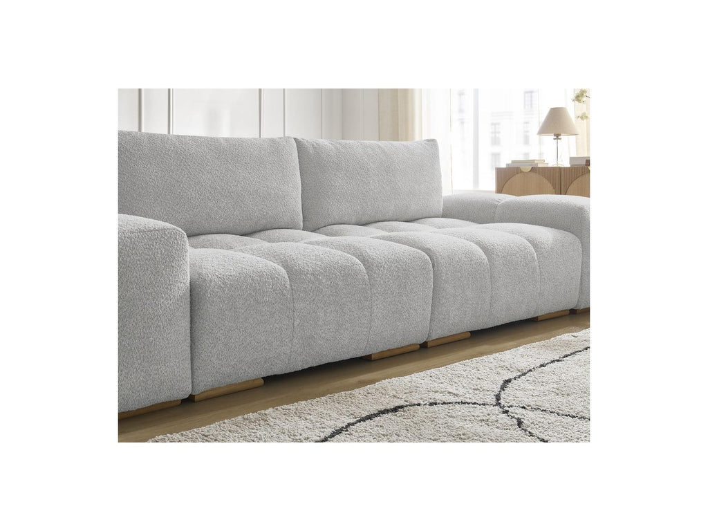 Anakin - Sofá recto convertible con arcón - Tejido bouclé - 2 cojines