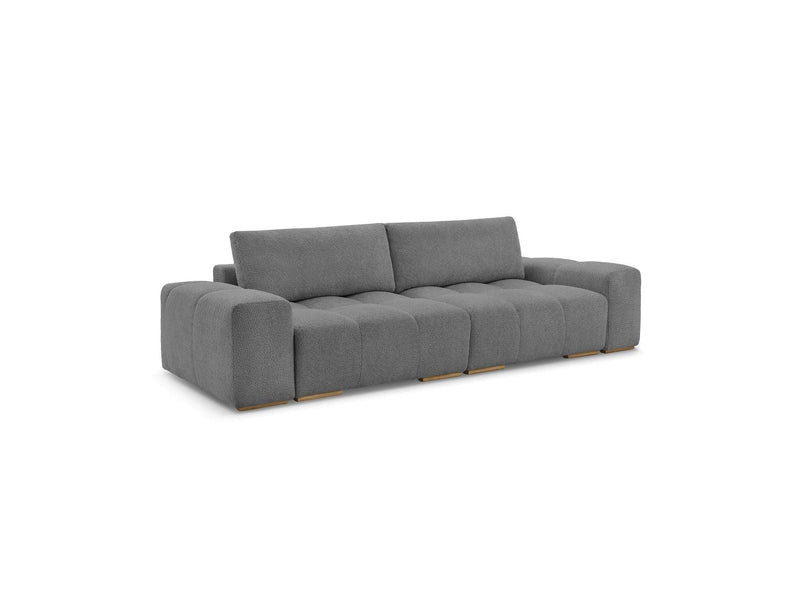 Canapé Droit Convertible Coffre - Anakin - Tissu Bouclette - 2 Coussins