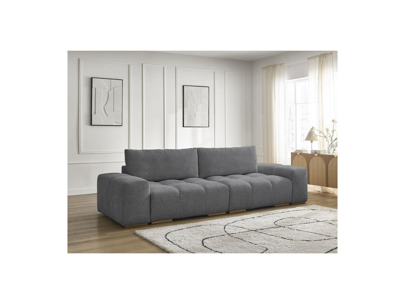 Canapé Droit Convertible Coffre - Anakin - Tissu Bouclette - 2 Coussins