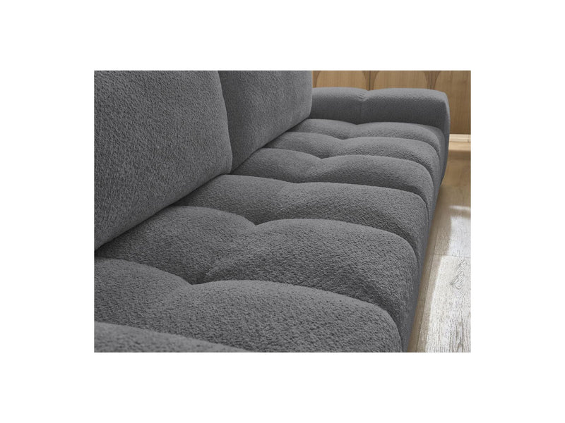 Canapé Droit Convertible Coffre - Anakin - Tissu Bouclette - 2 Coussins