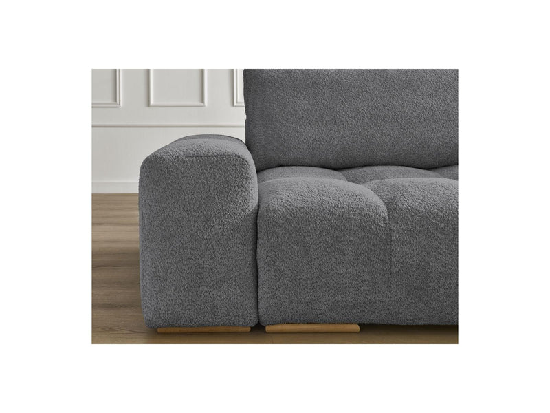 Canapé Droit Convertible Coffre - Anakin - Tissu Bouclette - 2 Coussins
