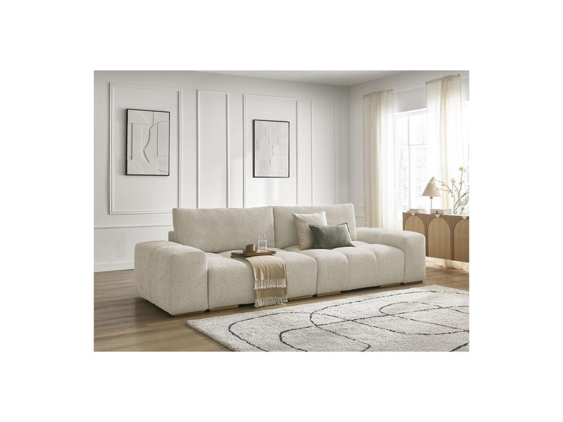 Canapé Droit Convertible Coffre - Anakin - Tissu Bouclette - 2 Coussins