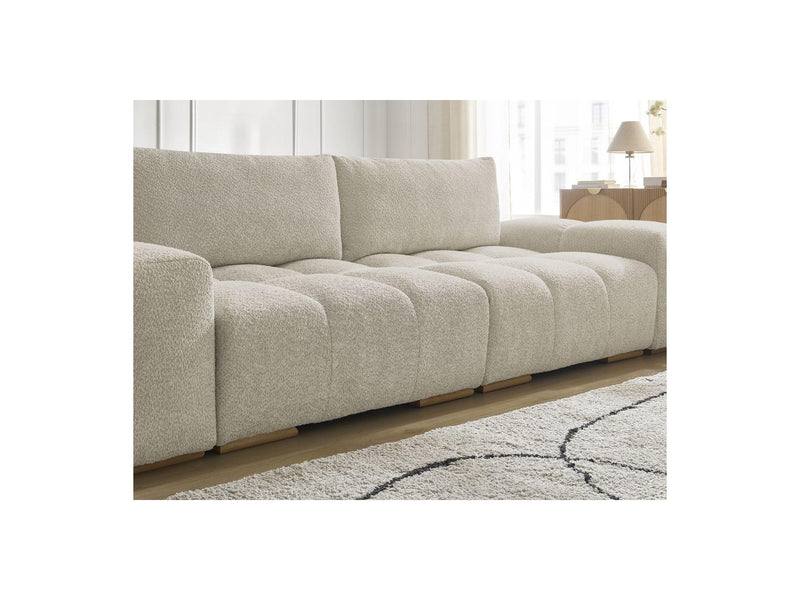 Canapé Droit Convertible Coffre - Anakin - Tissu Bouclette - 2 Coussins