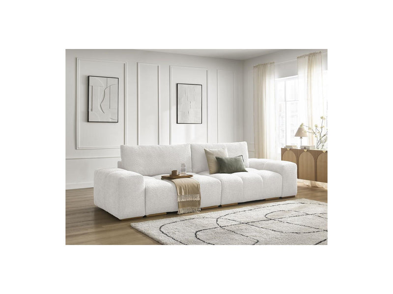 Canapé Droit Convertible Coffre - Anakin - Tissu Bouclette - 2 Coussins