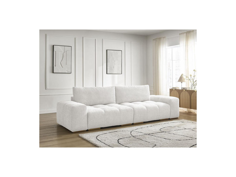 Canapé Droit Convertible Coffre - Anakin - Tissu Bouclette - 2 Coussins