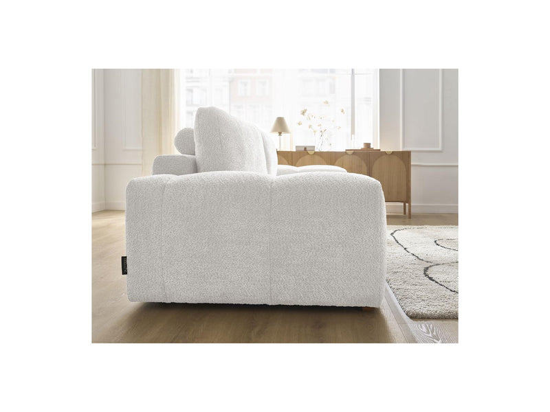 Canapé Droit Convertible Coffre - Anakin - Tissu Bouclette - 2 Coussins