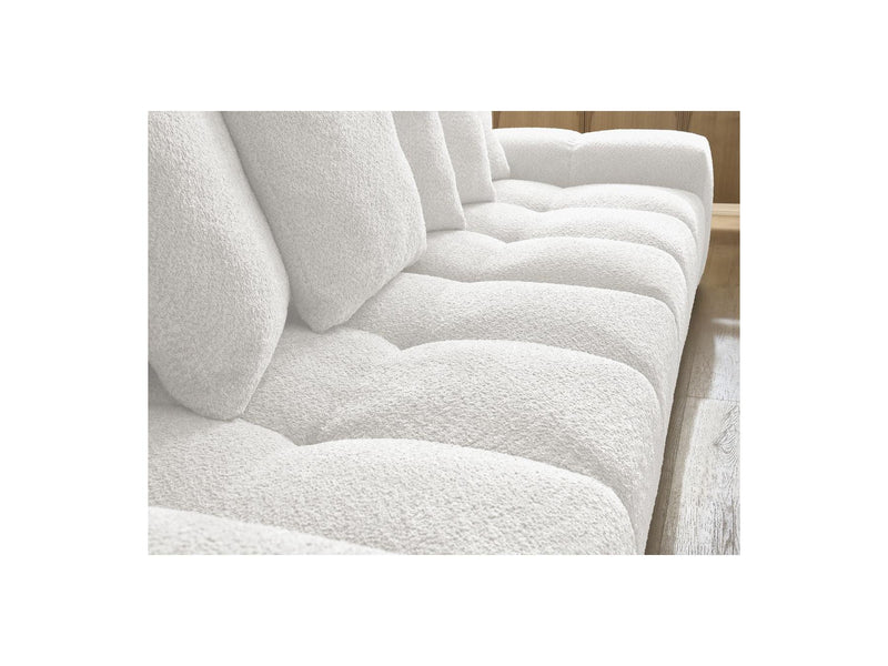 Canapé Droit Convertible Coffre - Anakin - Tissu Bouclette - 6 Coussins