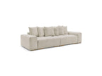 Anakin - Sofá recto cama con arcón - Tejido bouclé - 6 cojines