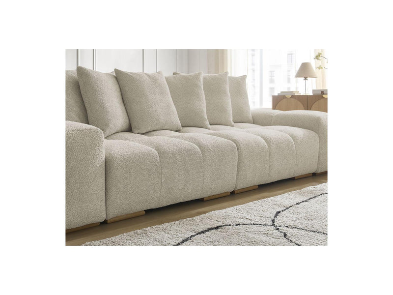 Canapé Droit Convertible Coffre - Anakin - Tissu Bouclette - 6 Coussins