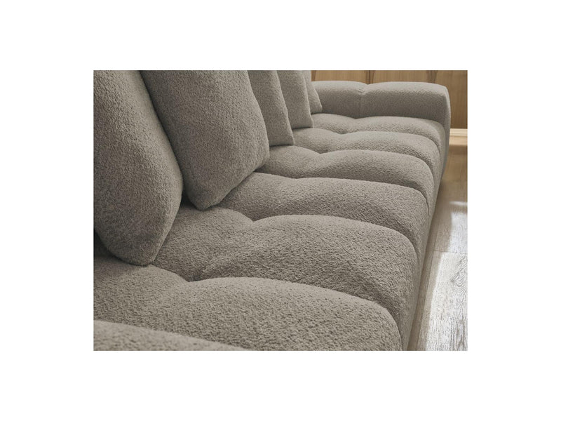 Canapé Droit Convertible Coffre - Anakin - Tissu Bouclette - 6 Coussins