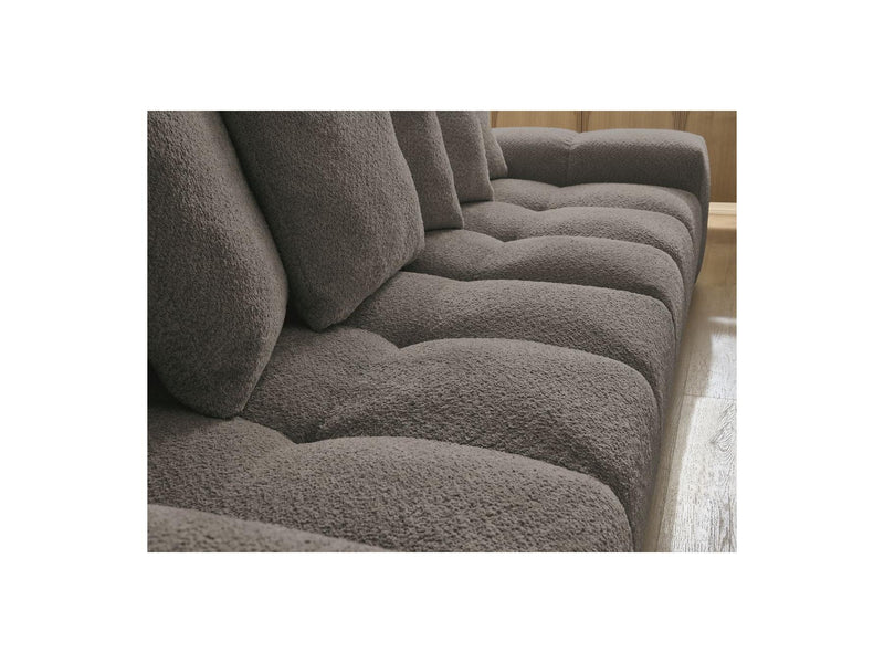 Canapé Droit Convertible Coffre - Anakin - Tissu Bouclette - 6 Coussins