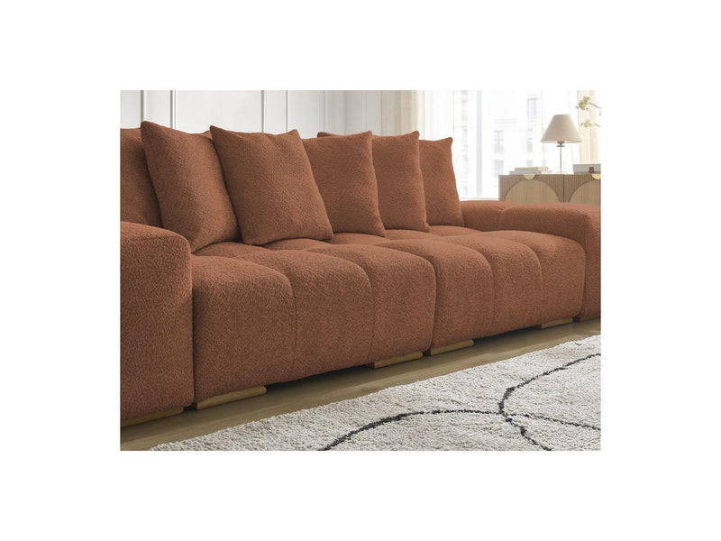 Canapé Droit Convertible Coffre - Anakin - Tissu Bouclette - 6 Coussins