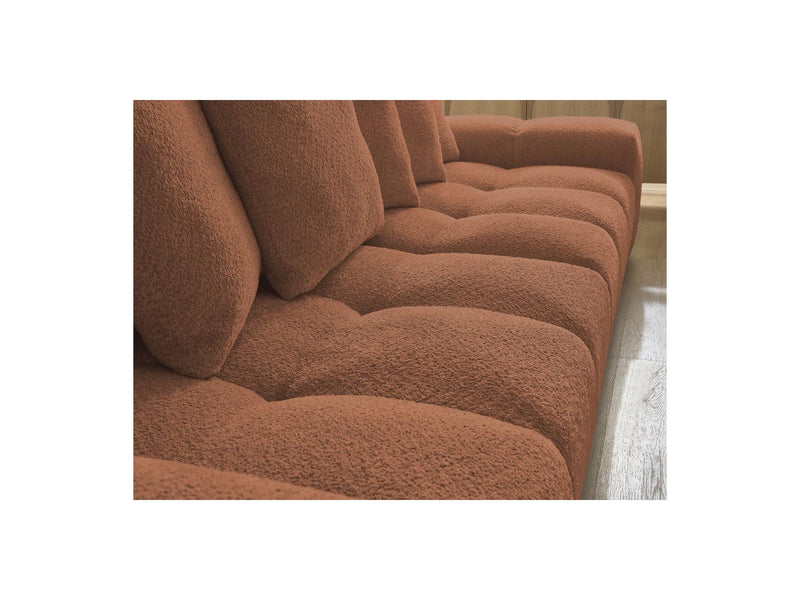 Canapé Droit Convertible Coffre - Anakin - Tissu Bouclette - 6 Coussins