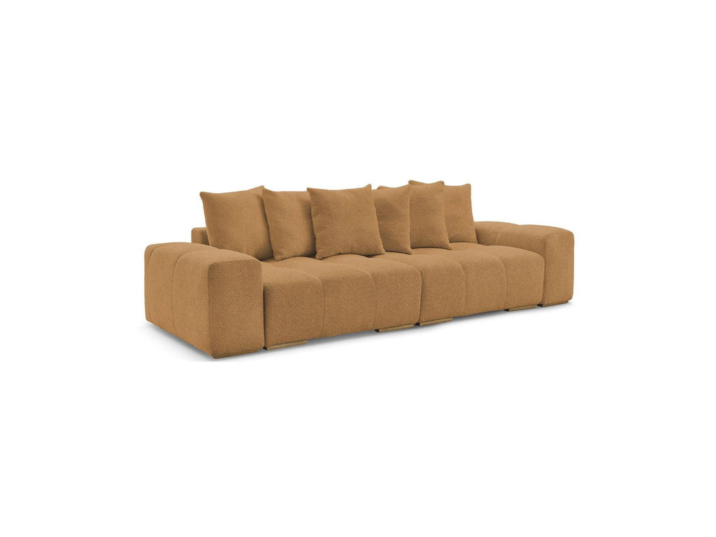 Anakin - Sofá recto cama con arcón - Tejido bouclé - 6 cojines
