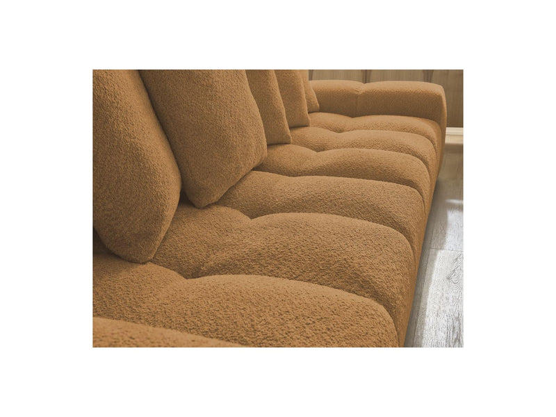 Canapé Droit Convertible Coffre - Anakin - Tissu Bouclette - 6 Coussins