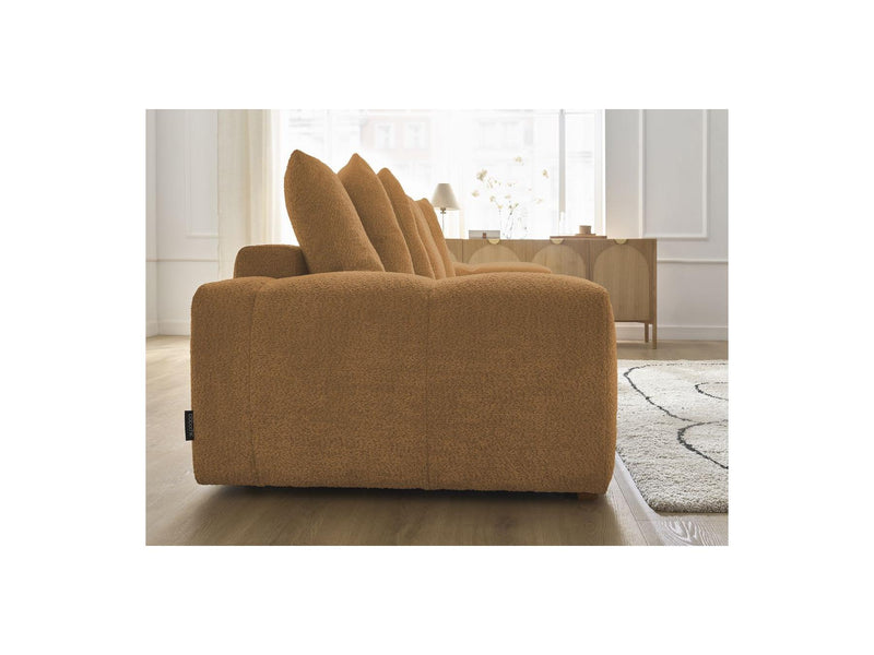 Canapé Droit Convertible Coffre - Anakin - Tissu Bouclette - 6 Coussins