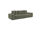 Anakin - Sofá recto cama con arcón - Tejido bouclé - 6 cojines