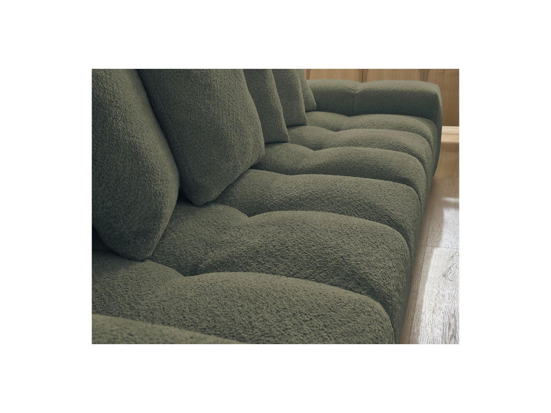 Canapé Droit Convertible Coffre - Anakin - Tissu Bouclette - 6 Coussins