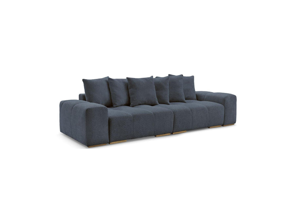 Anakin - Sofá recto cama con arcón - Tejido bouclé - 6 cojines