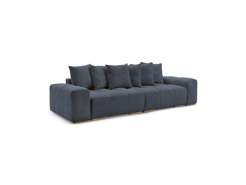 Canapé Droit Convertible Coffre - Anakin - Tissu Bouclette - 6 Coussins