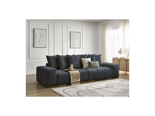 Canapé Droit Convertible Coffre - Anakin - Tissu Bouclette - 6 Coussins