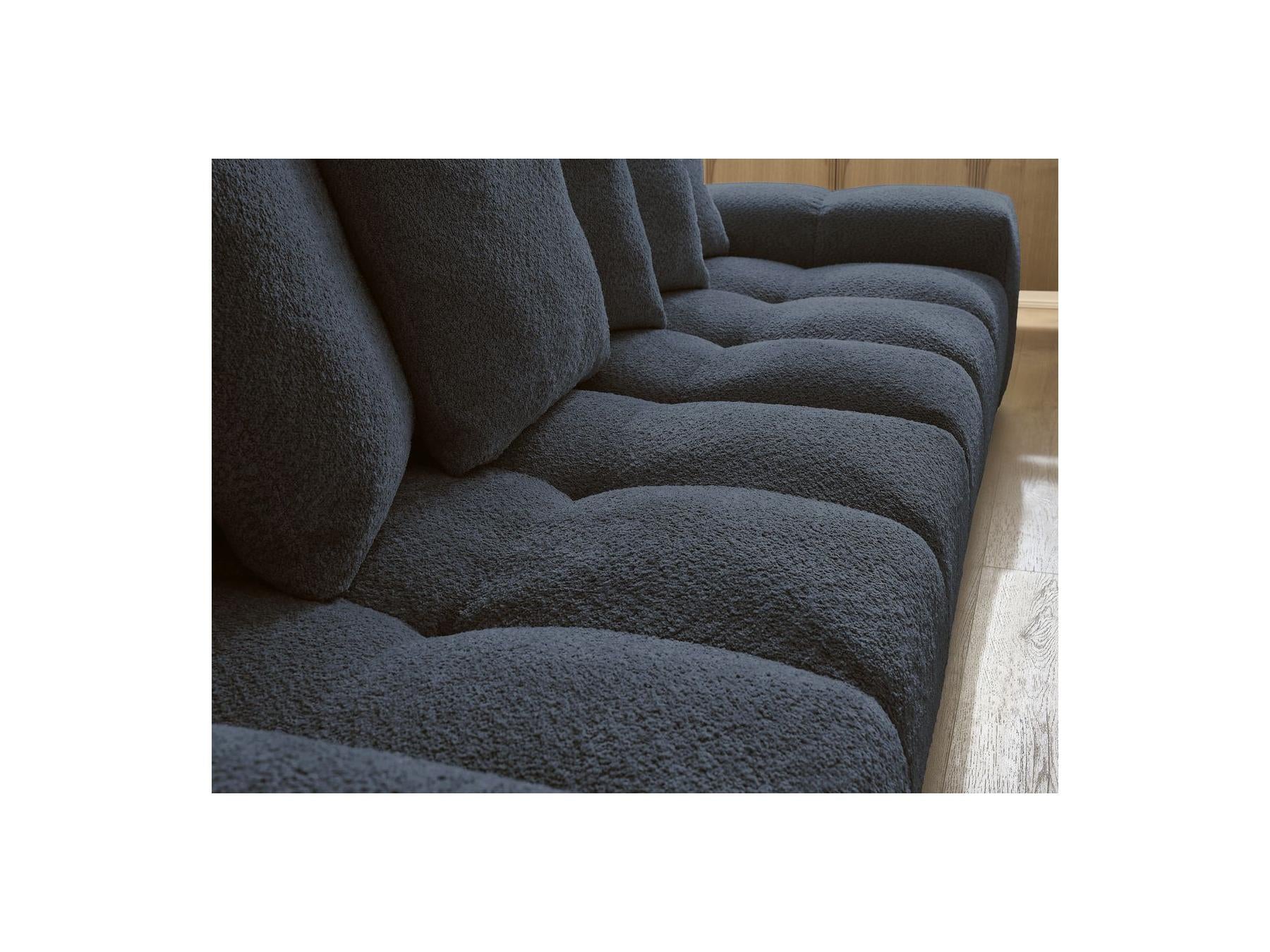 Anakin - Sofá recto cama con arcón - Tejido bouclé - 6 cojines
