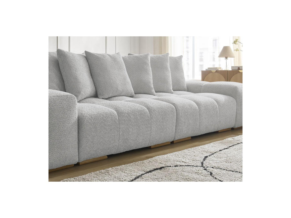 Anakin - Sofá recto cama con arcón - Tejido bouclé - 6 cojines