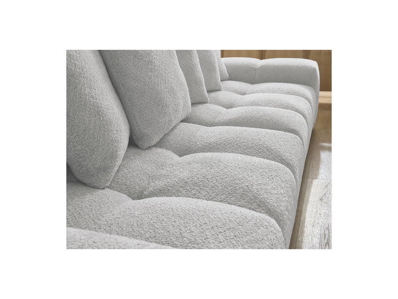 Canapé Droit Convertible Coffre - Anakin - Tissu Bouclette - 6 Coussins