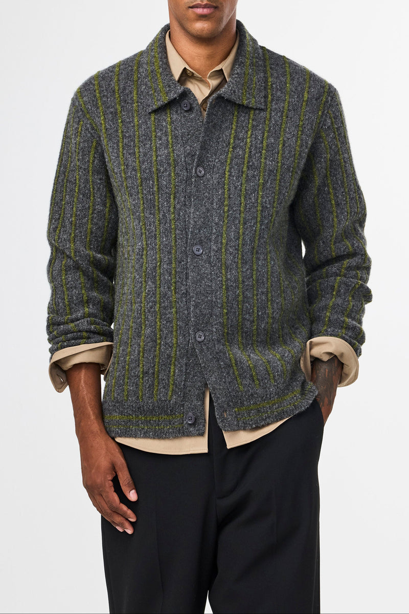 Pull Darren Polo Cardigan - Medium Grey Mel