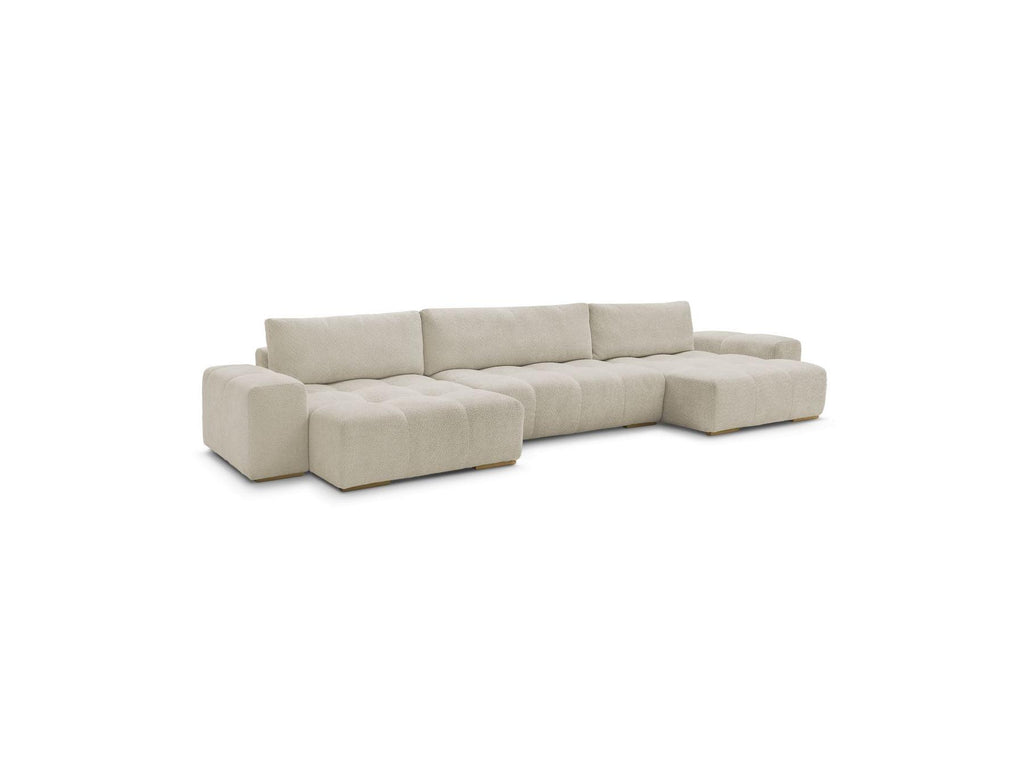 Anakin - Convertible Panoramic Sofa with Storage - Bouclé Fabric - 3 Cushions