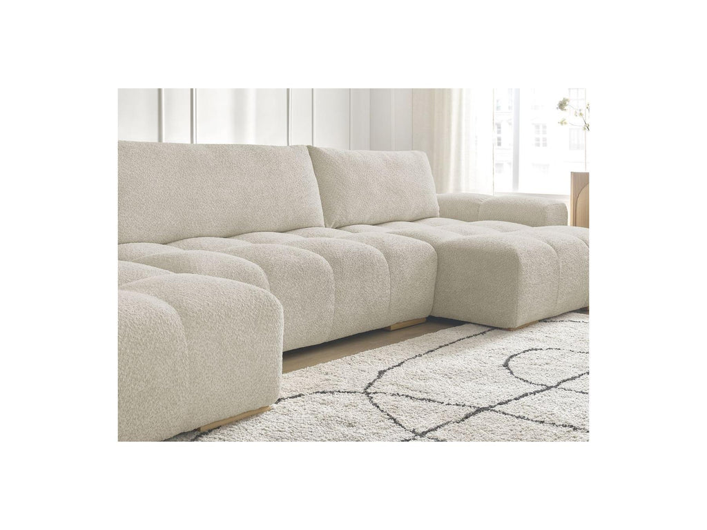 Anakin - Convertible Panoramic Sofa with Storage - Bouclé Fabric - 3 Cushions
