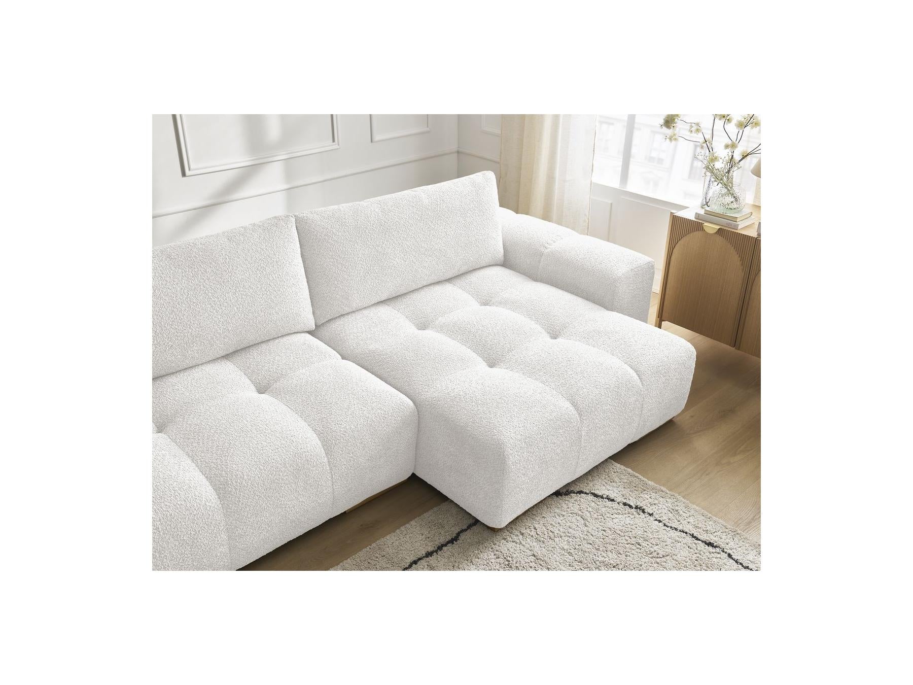 Anakin - Convertible Panoramic Sofa with Storage - Bouclé Fabric - 3 Cushions