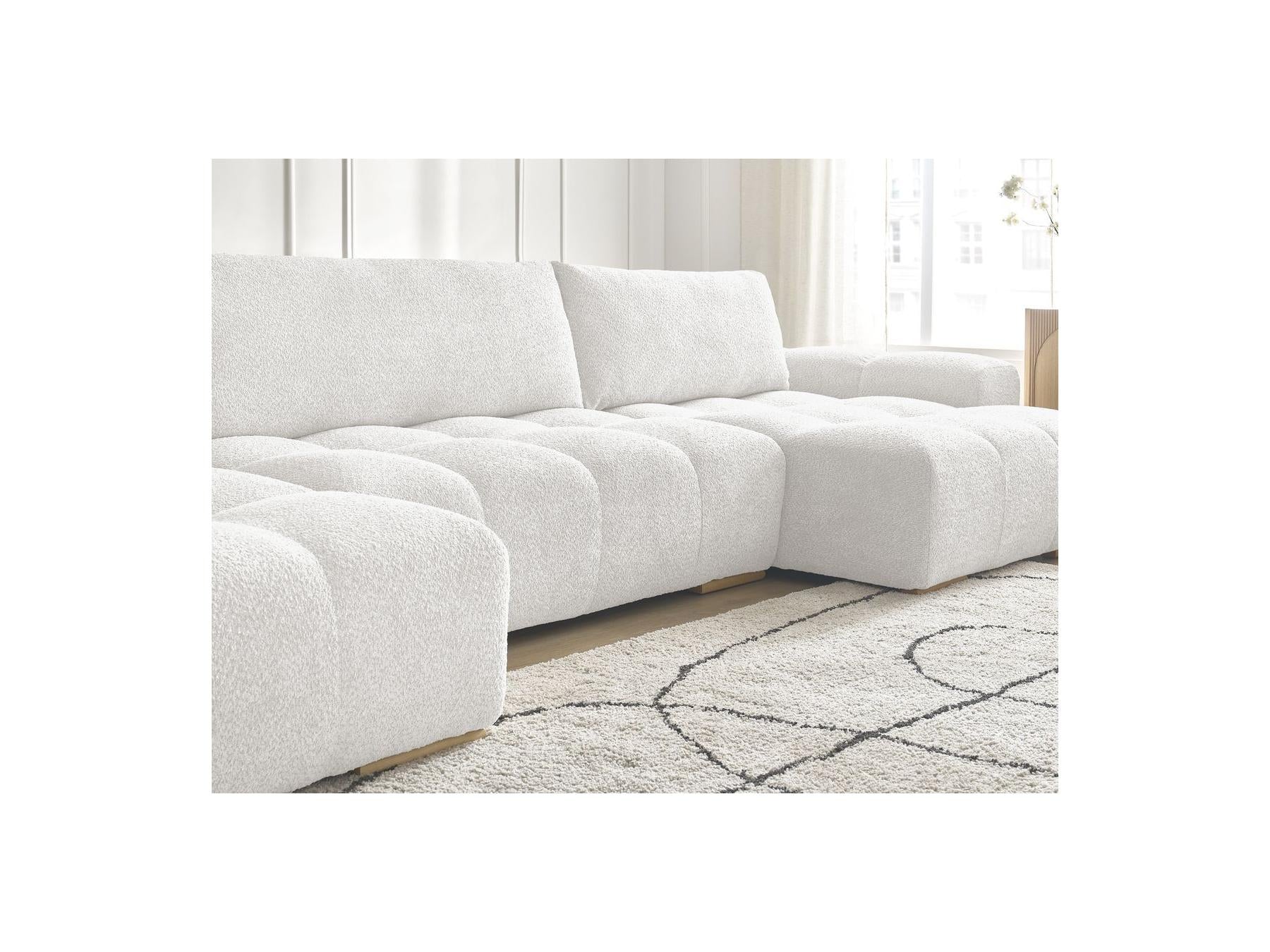 Anakin - Convertible Panoramic Sofa with Storage - Bouclé Fabric - 3 Cushions