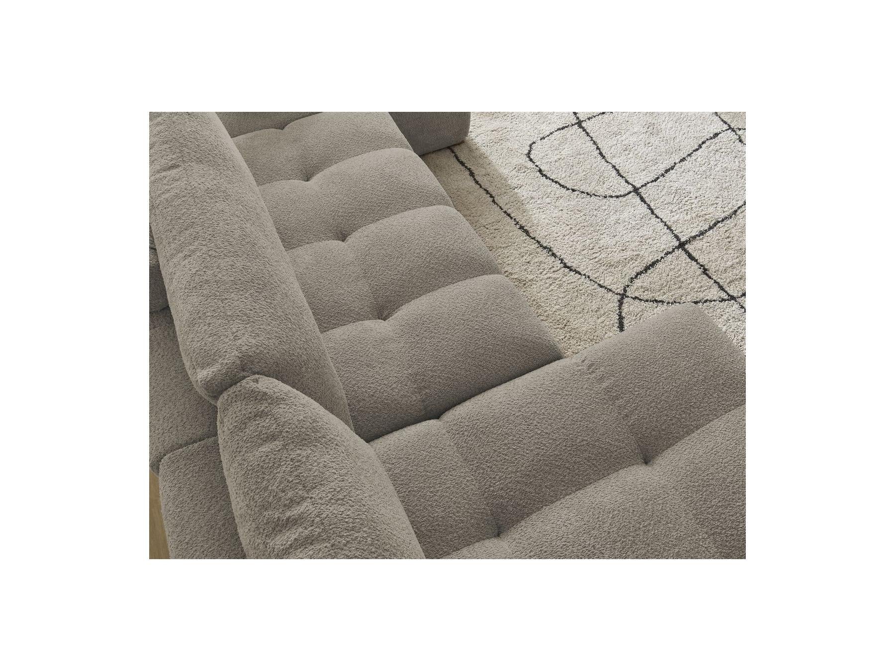 Anakin - Convertible Panoramic Sofa with Storage - Bouclé Fabric - 3 Cushions