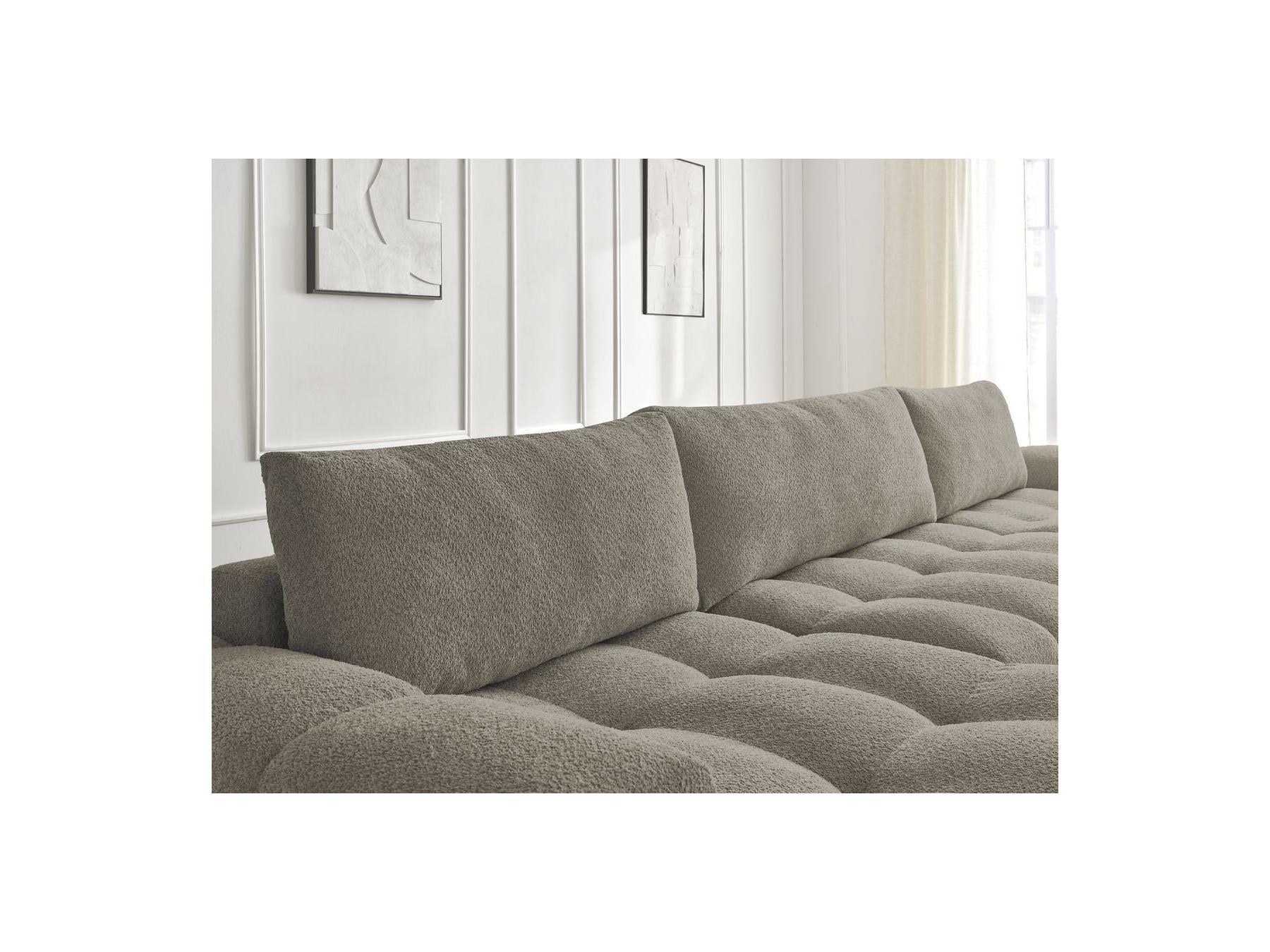 Anakin - Convertible Panoramic Sofa with Storage - Bouclé Fabric - 3 Cushions