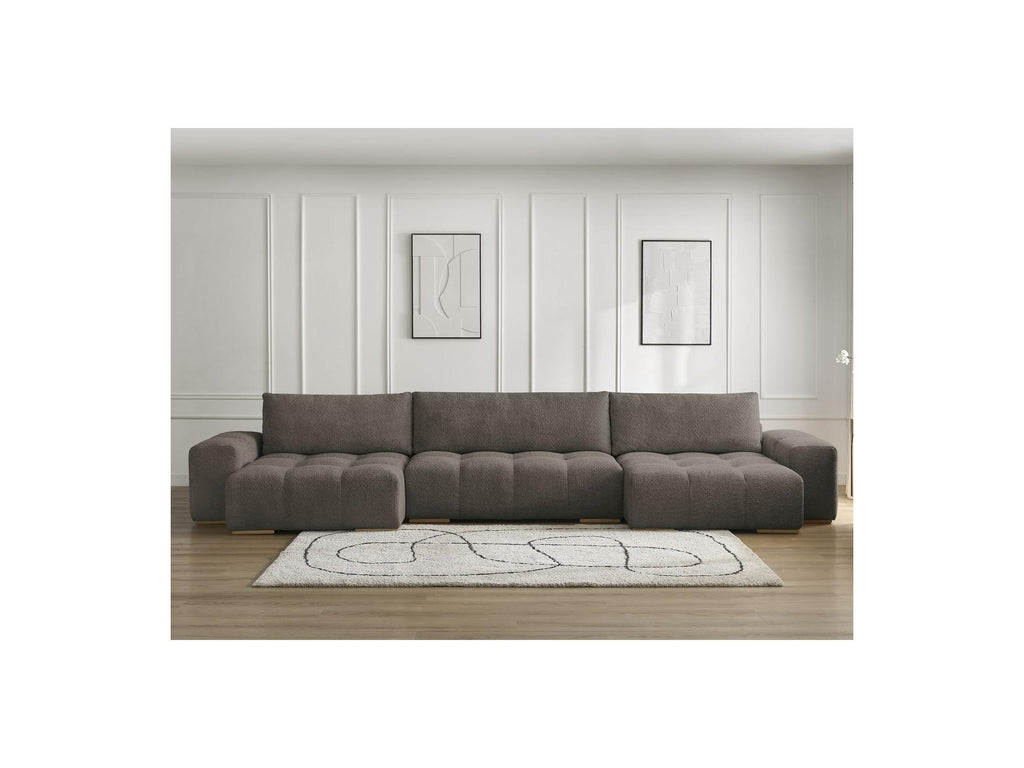 Anakin - Convertible Panoramic Sofa with Storage - Bouclé Fabric - 3 Cushions