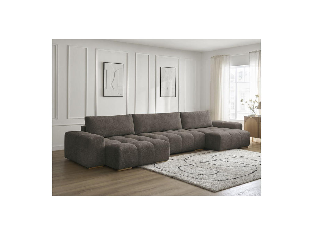 Anakin - Convertible Panoramic Sofa with Storage - Bouclé Fabric - 3 Cushions