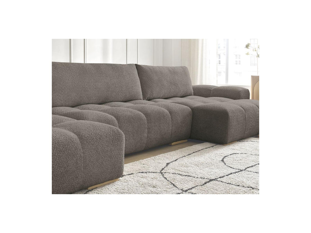 Anakin - Convertible Panoramic Sofa with Storage - Bouclé Fabric - 3 Cushions