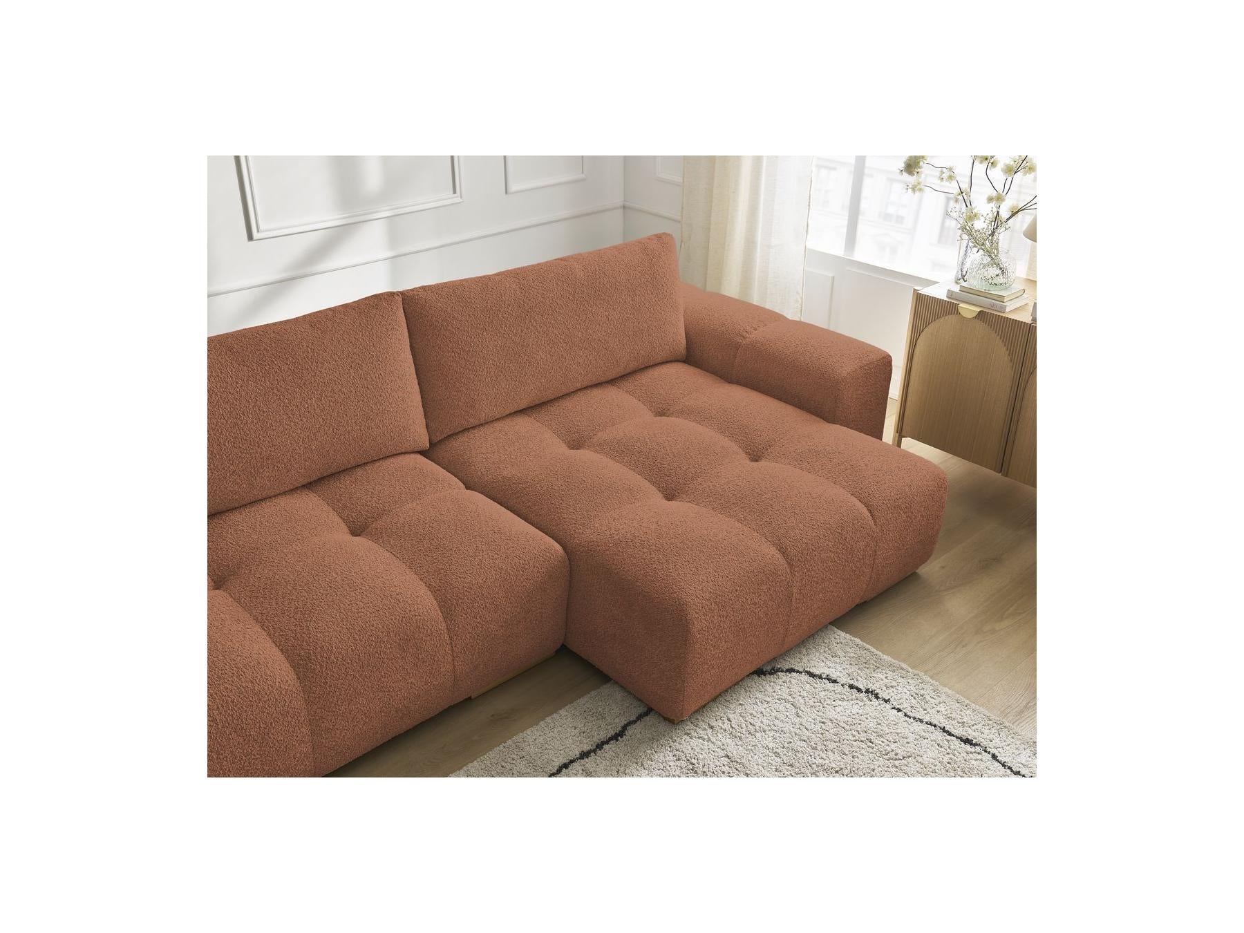 Anakin - Convertible Panoramic Sofa with Storage - Bouclé Fabric - 3 Cushions