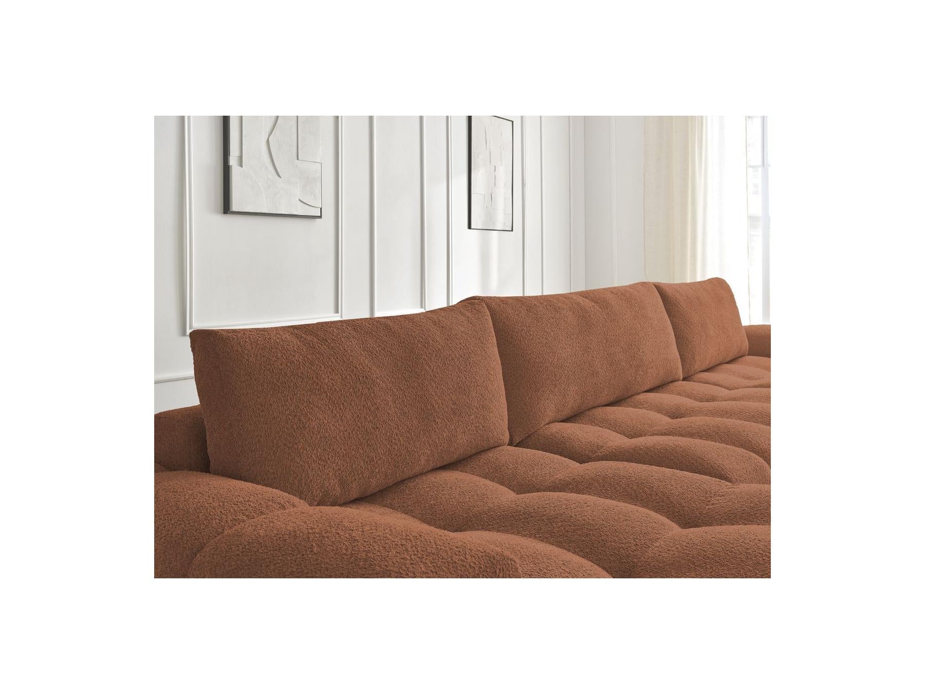 Anakin - Convertible Panoramic Sofa with Storage - Bouclé Fabric - 3 Cushions