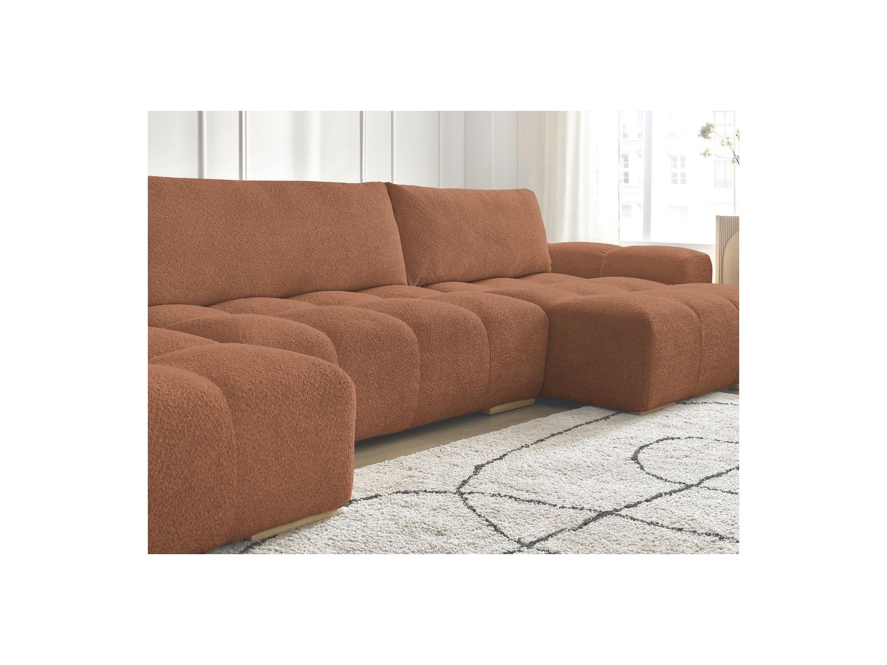 Anakin - Convertible Panoramic Sofa with Storage - Bouclé Fabric - 3 Cushions