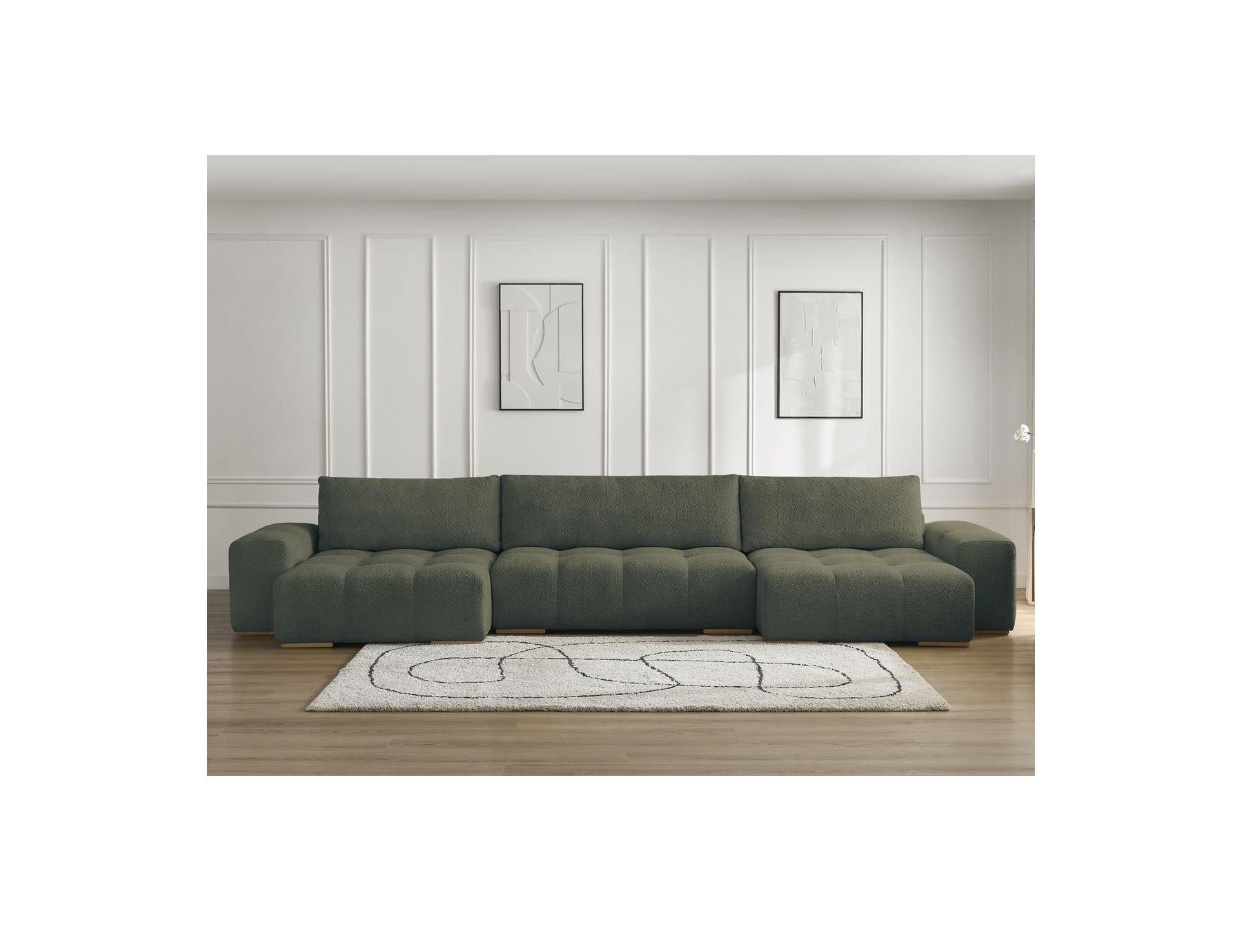 Anakin - Convertible Panoramic Sofa with Storage - Bouclé Fabric - 3 Cushions
