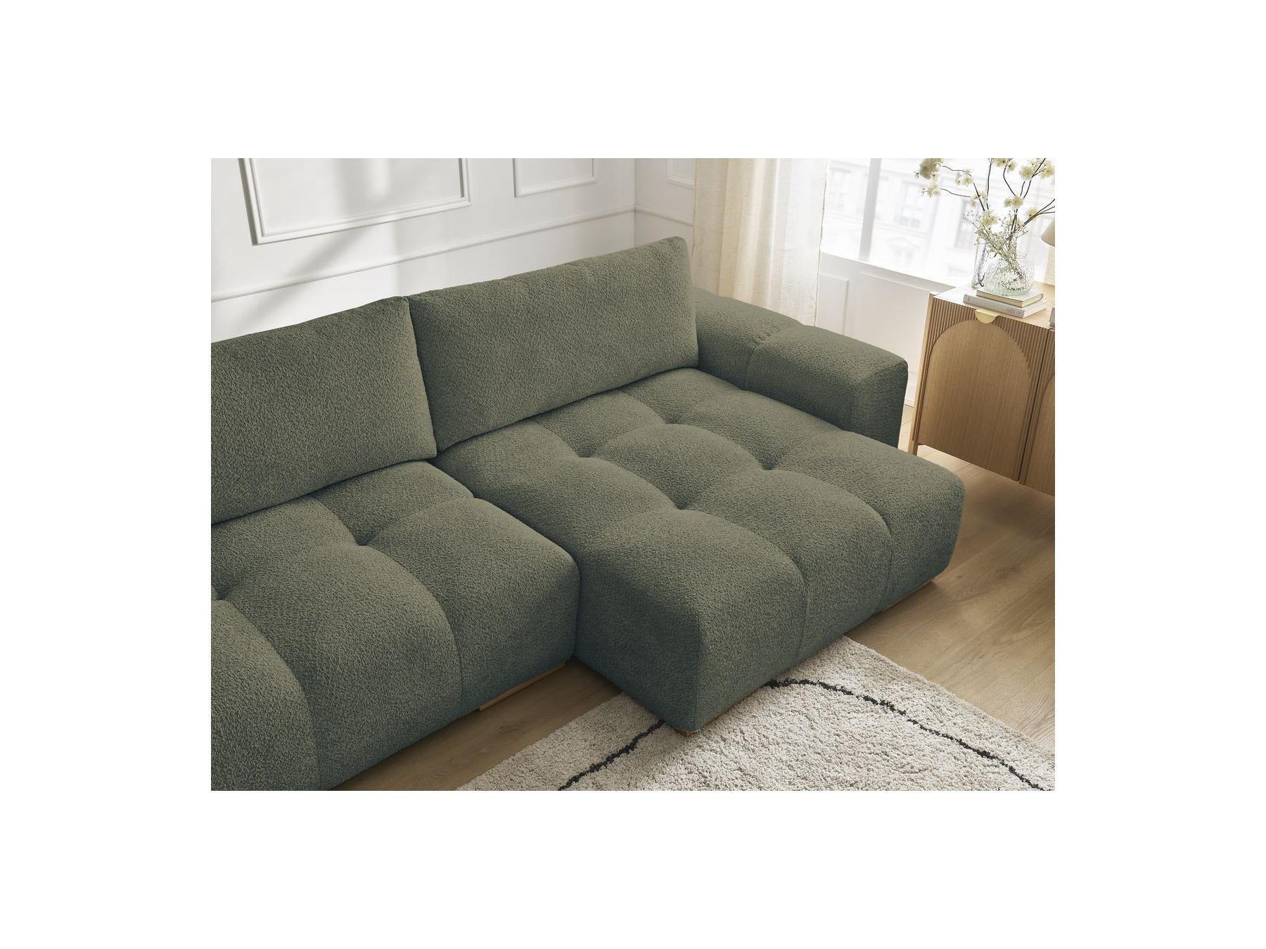 Anakin - Convertible Panoramic Sofa with Storage - Bouclé Fabric - 3 Cushions