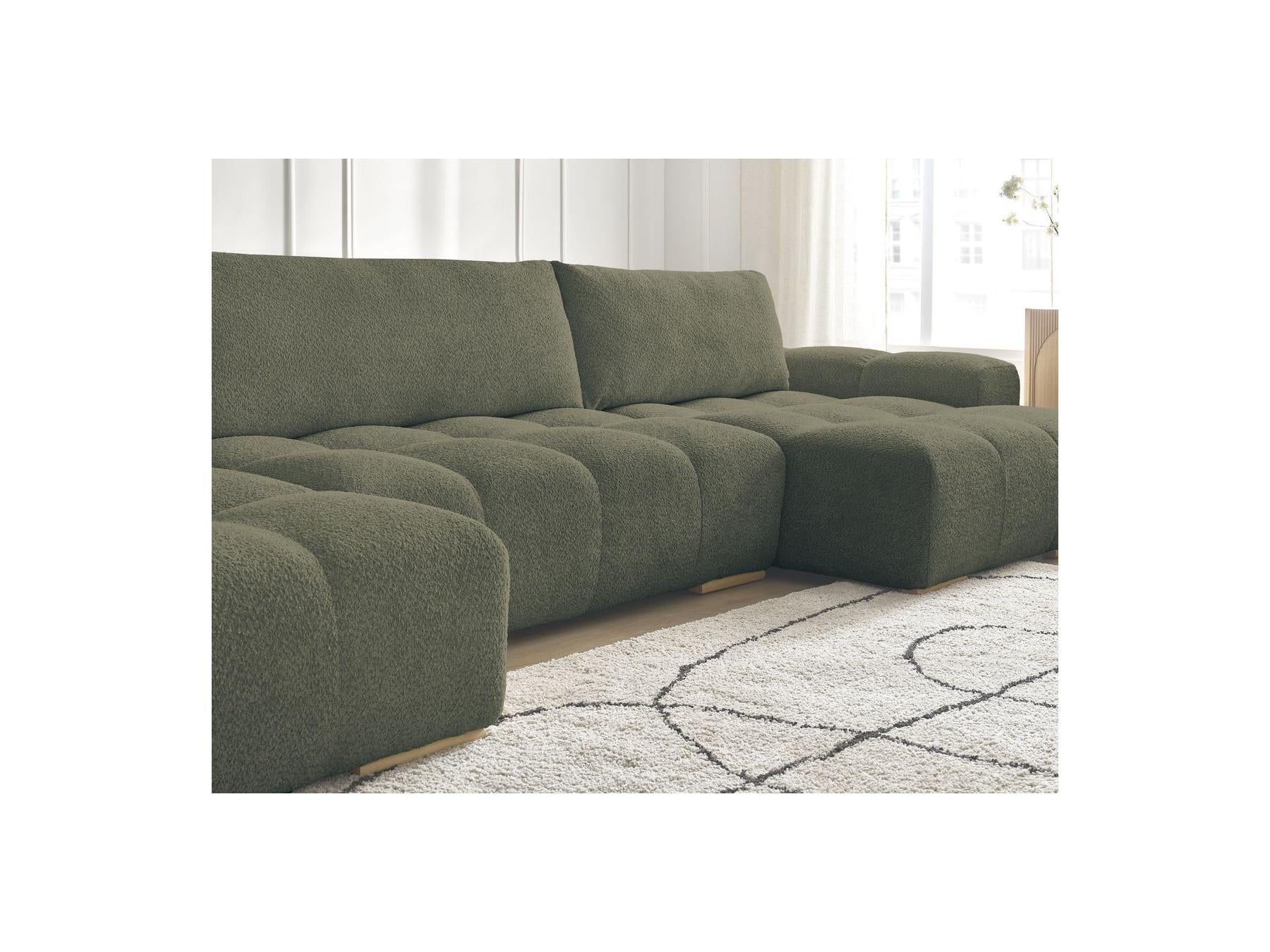 Anakin - Convertible Panoramic Sofa with Storage - Bouclé Fabric - 3 Cushions