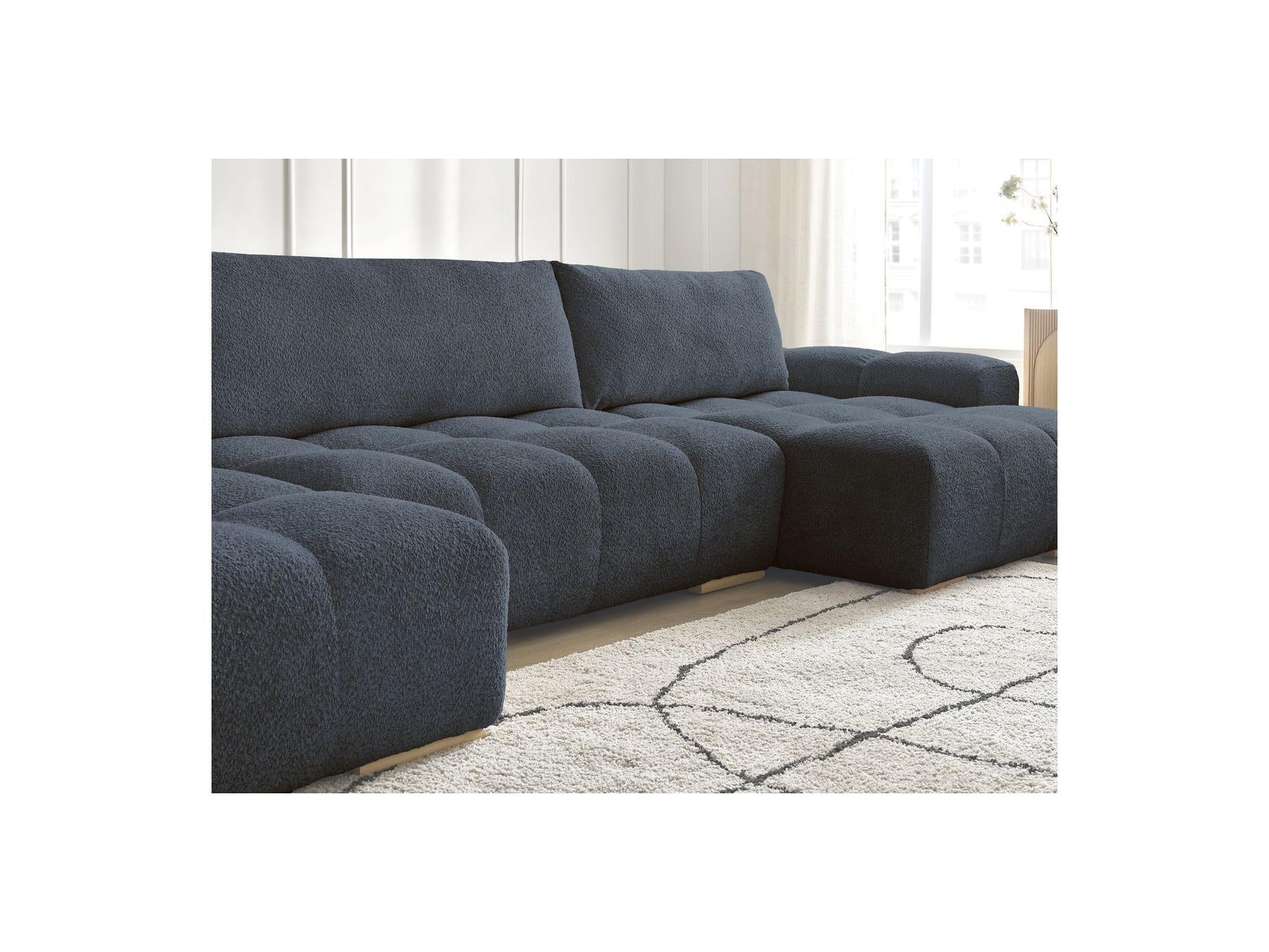 Anakin - Convertible Panoramic Sofa with Storage - Bouclé Fabric - 3 Cushions