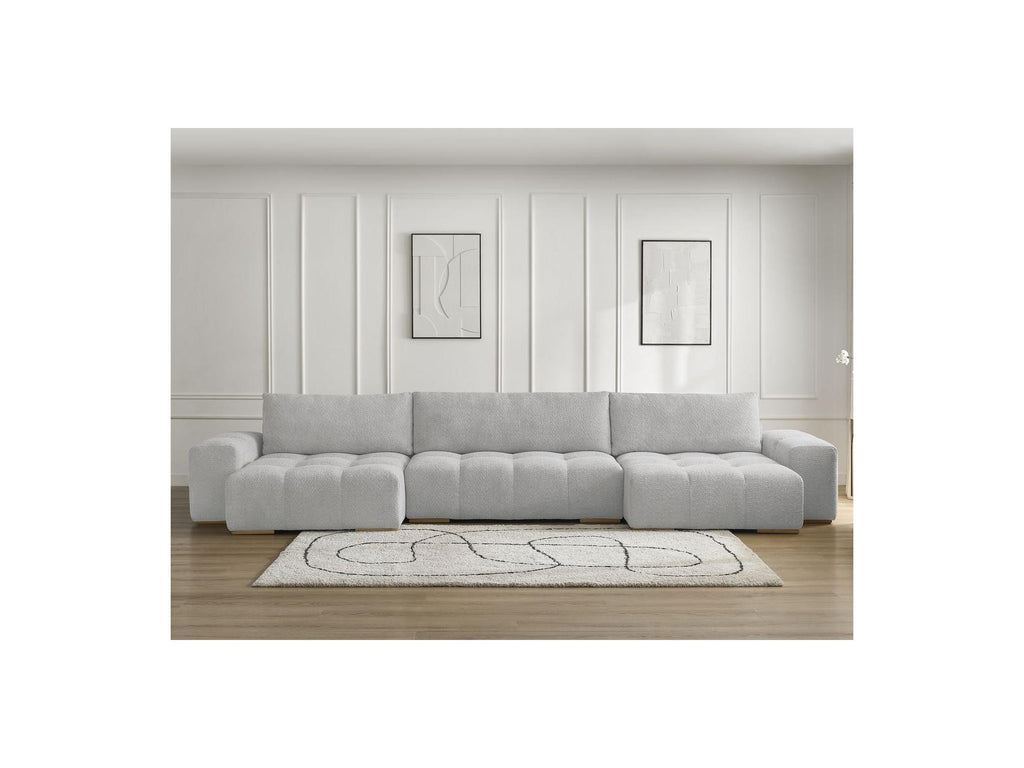 Anakin - Convertible Panoramic Sofa with Storage - Bouclé Fabric - 3 Cushions
