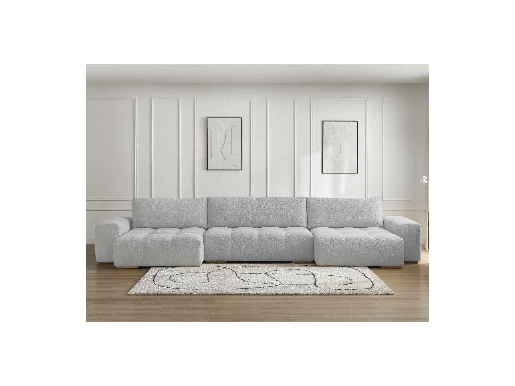 Anakin - Convertible Panoramic Sofa with Storage - Bouclé Fabric - 3 Cushions